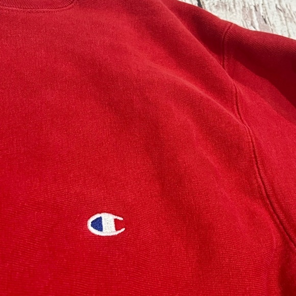 Vintage 80s Red Champion Reverse Weave 1980s Crewneck Pullover Sweatshirt - Picture 4 of 5